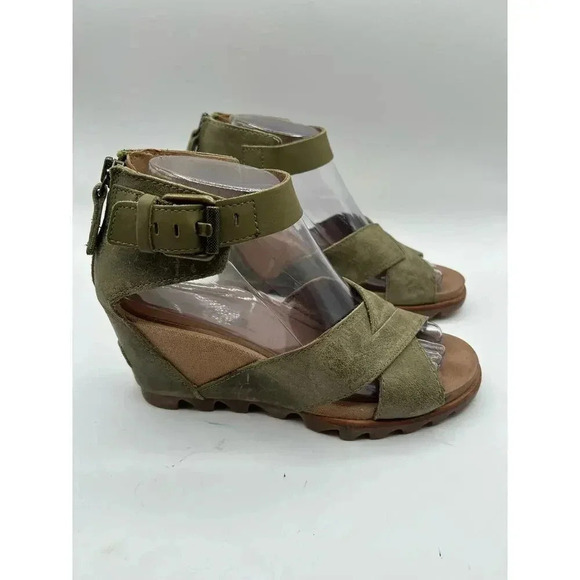 Sorel Women's Joanie II Ankle Strap sandal wedge platform  olive green size 7 - Picture 3 of 12